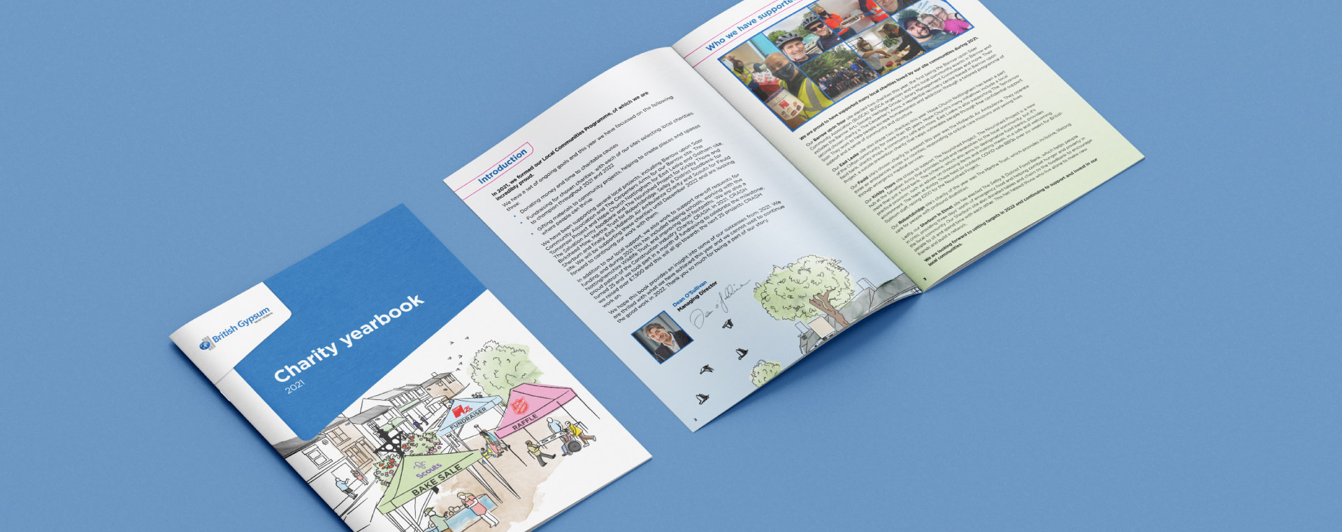 The cover and a spread of the British Gypsum Charity Yearbook