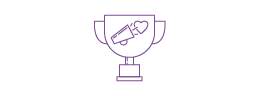 A trophy depicting a megaphone alongside a heart.