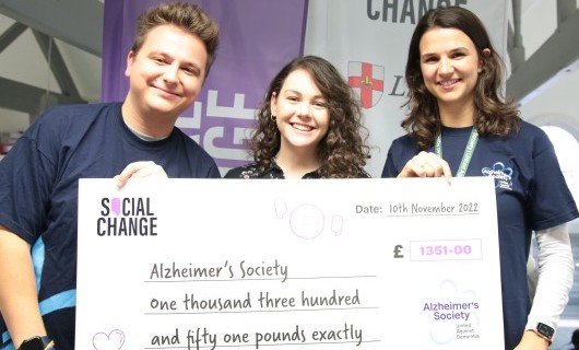 Celebrating the money Social Change raised for the Alzheimer's Society