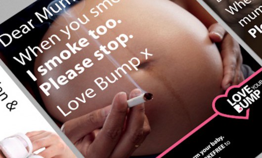 Close up of three posters for the Love Your Bump campaign for Hertfordshire County Council.