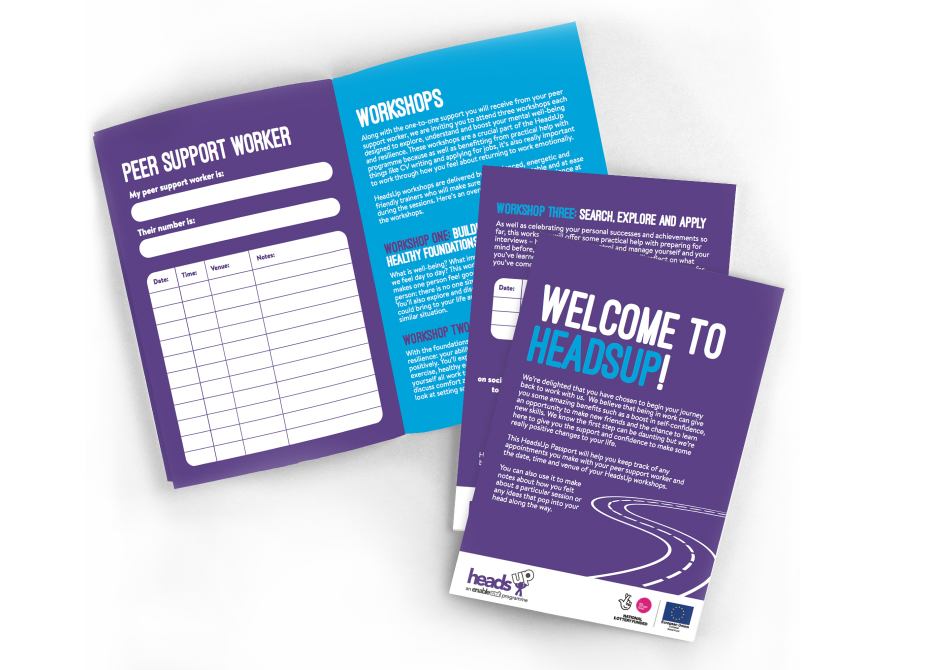 A5 leaflet design for the Enable East Heads Up campaign.