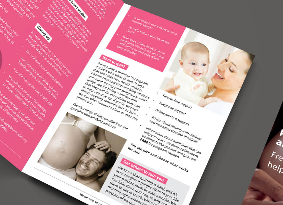 Image of the inside page of the A5 booklet for the Love Your Bump campaign.