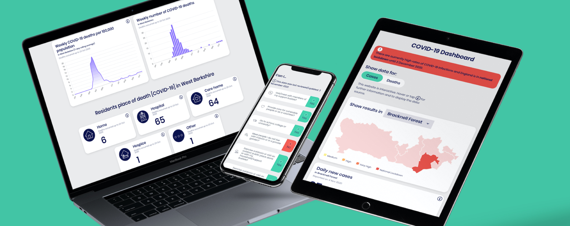 Public Health Berkshire dashboard mockup