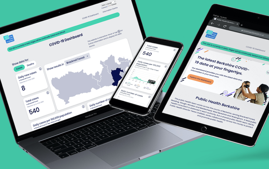 Public Health Berkshire COVID dashboard visual mockup