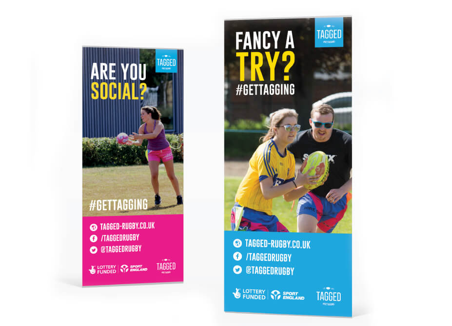 Two roller banner designs for Tagged campaign.