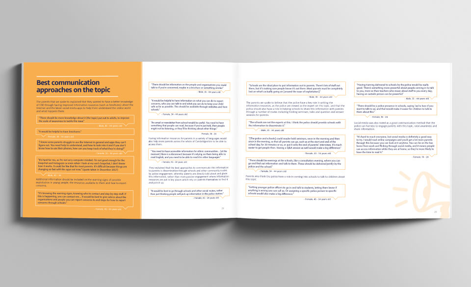 A page spread from the Child Sexual Exploitation evaluation report.