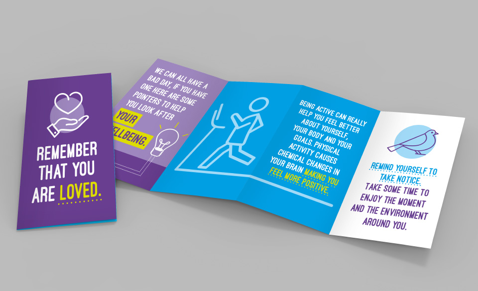 A HeadsUp branded z-card leaflet featuring small tips and motivational words.