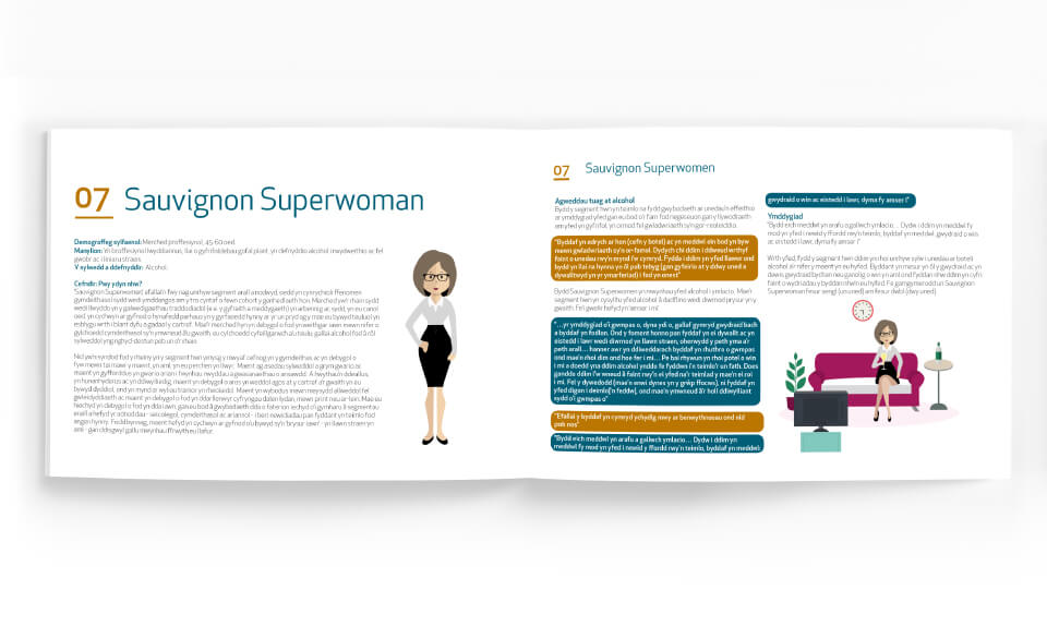 An insight report opened to show pages detailing the Sauvignon Superwomen audience group.