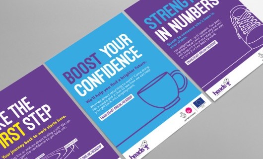 Poster designs for the Enable East Heads Up campaign.